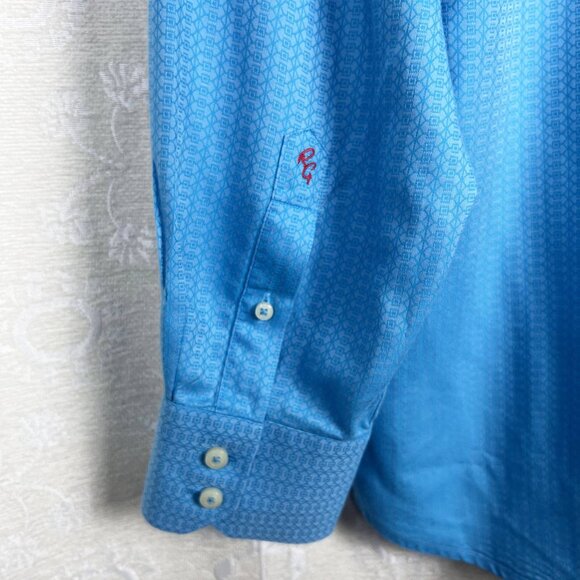 Robert Graham blue jacquard button up shirt paisley contrast print XL cotton - Picture 3 of 11